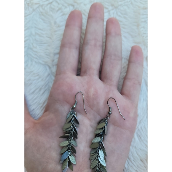 Linear Leaf Drop Earrings - Picture 13 of 17